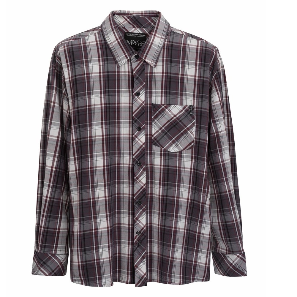 Empyre Mens XL Plaid Button Down Shirt Grey White Red Long Sleeve Cotton Skater